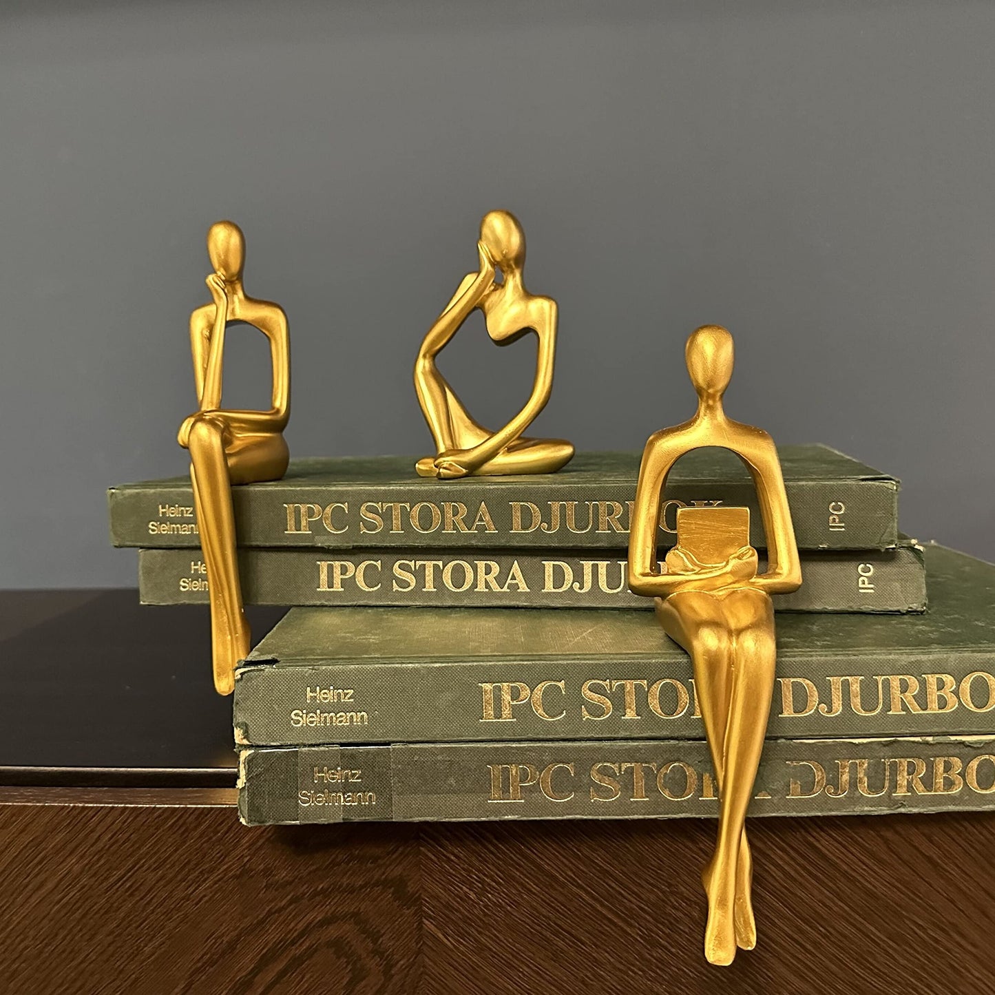 Gold Thinker Statues, Set of 3, Small
