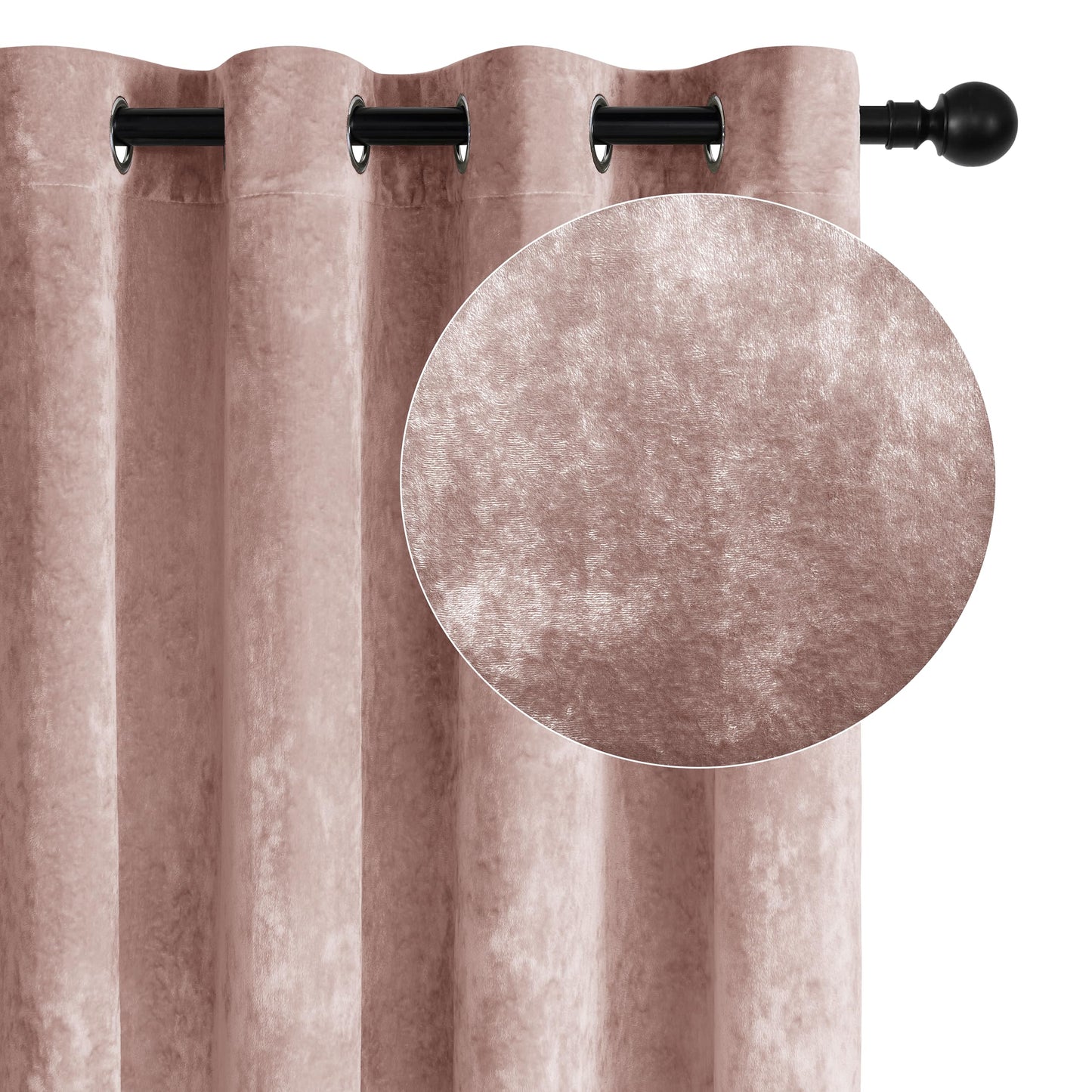 SNITIE Velvet Curtains 52x108" Ivory, 2 Panels