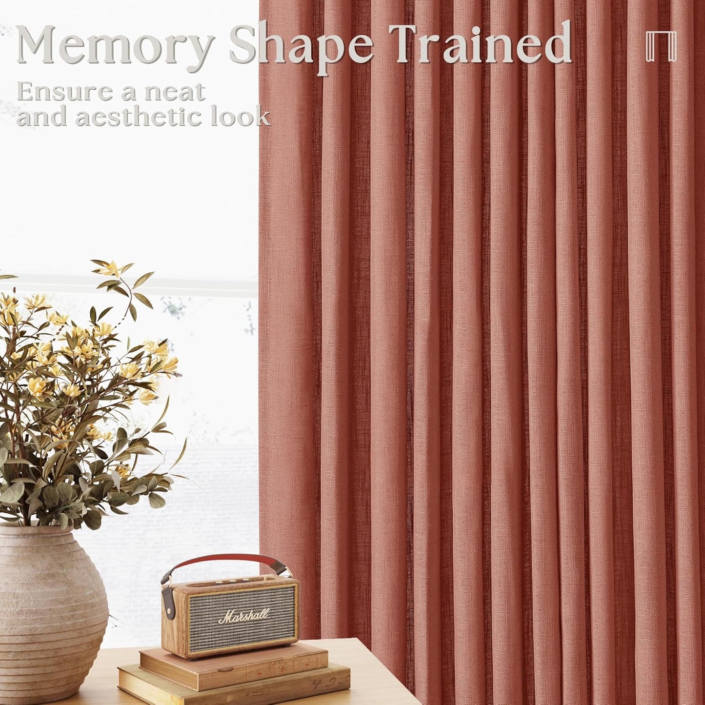 Pinch Pleated Linen Curtains 108" Beige, 2 Panels