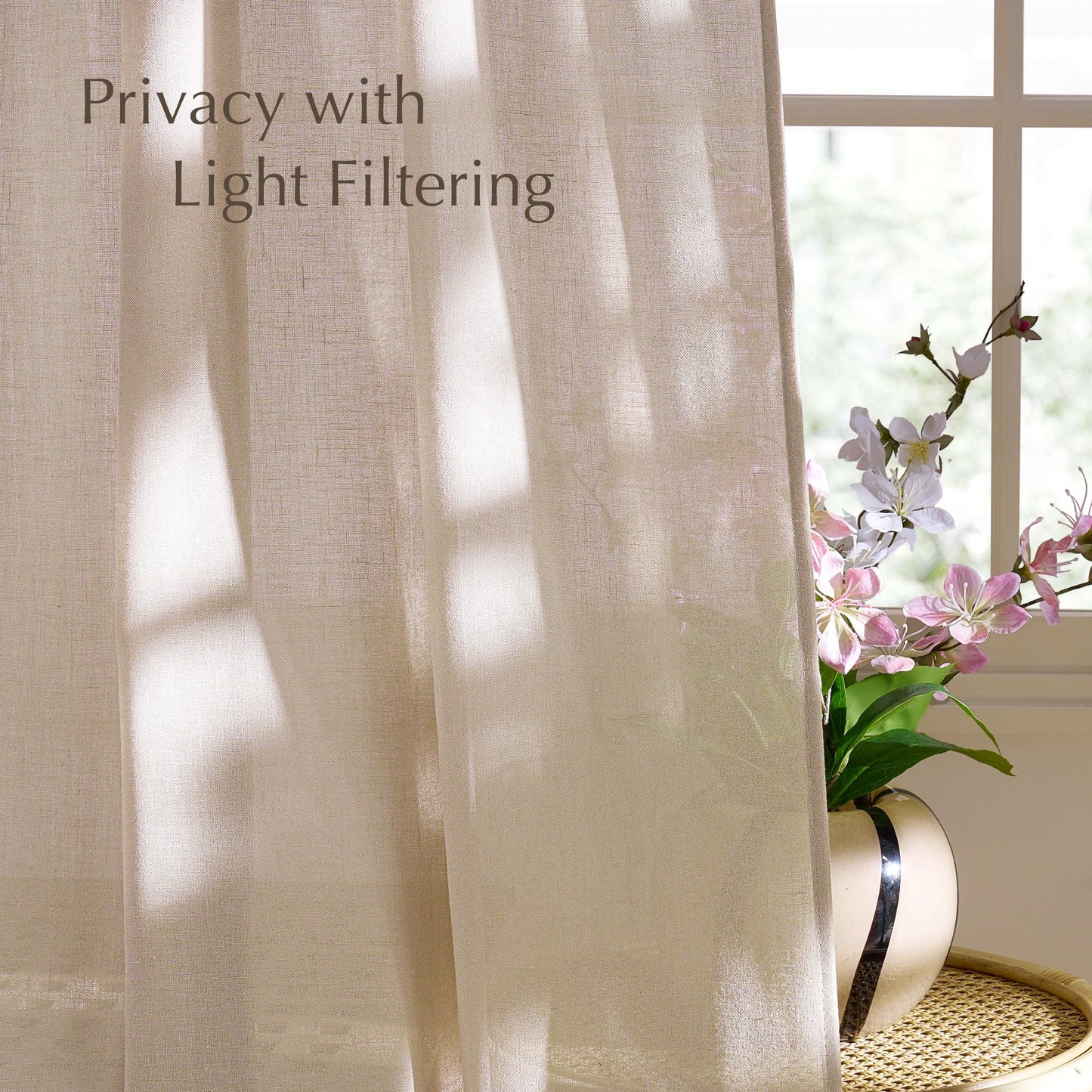 NICETOWN Linen Curtains 52x108" 2 Panels