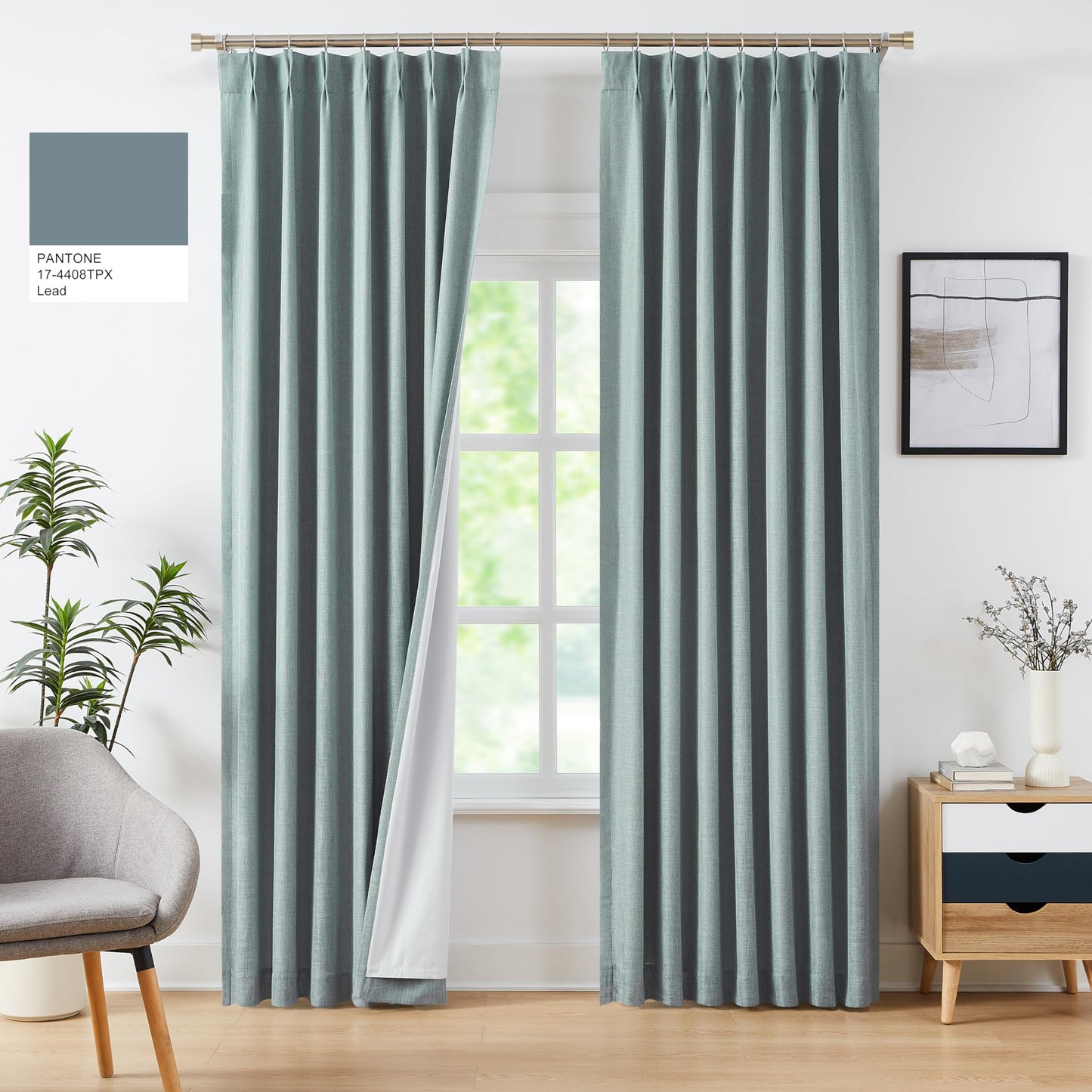 WEST LAKE Blackout Curtains 40x90" Blue, 2 Panels