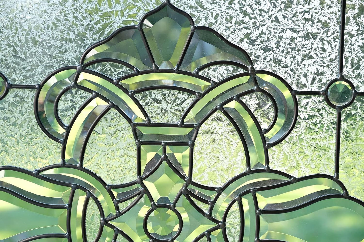 All Clear Stained Glass Beveled Window Panel, 24" X 24"