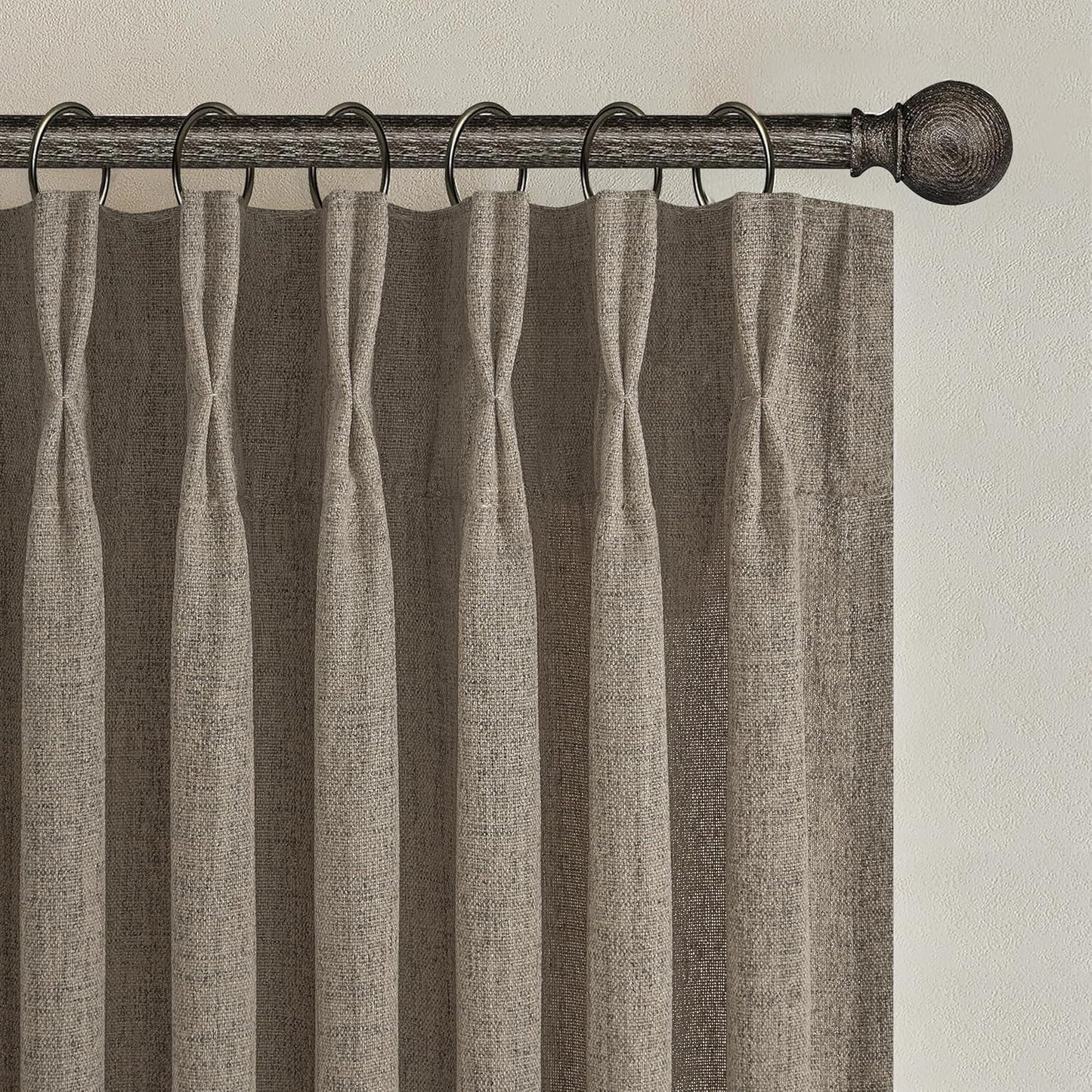Rustic Linen Curtains, Oatmeal Beige 96" Set of 2