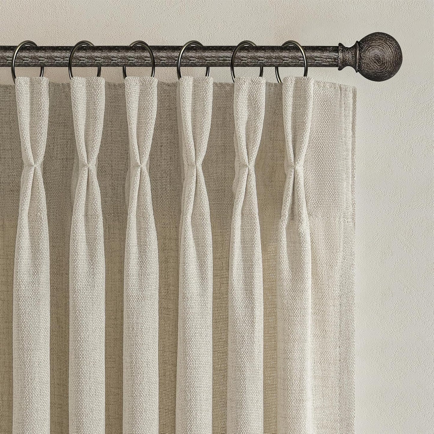 Rustic Linen Curtains, Oatmeal Beige 96" Set of 2