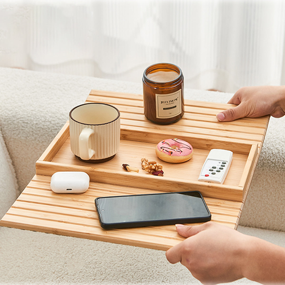 EcoHome Bamboo Sofa Tray