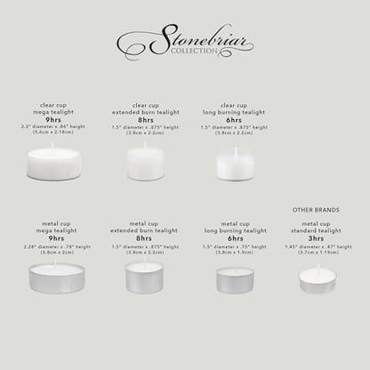 Stonebriar Unscented Long Burning White Tealight Candles