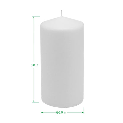 Stonebriar Unscented White Pillar Candles, 6-Pack, 3"x6"