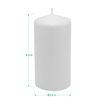 Stonebriar Unscented White Pillar Candles, 6-Pack, 3"x6"