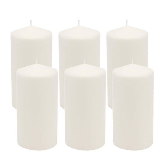Stonebriar Unscented White Pillar Candles, 6-Pack, 3"x6"