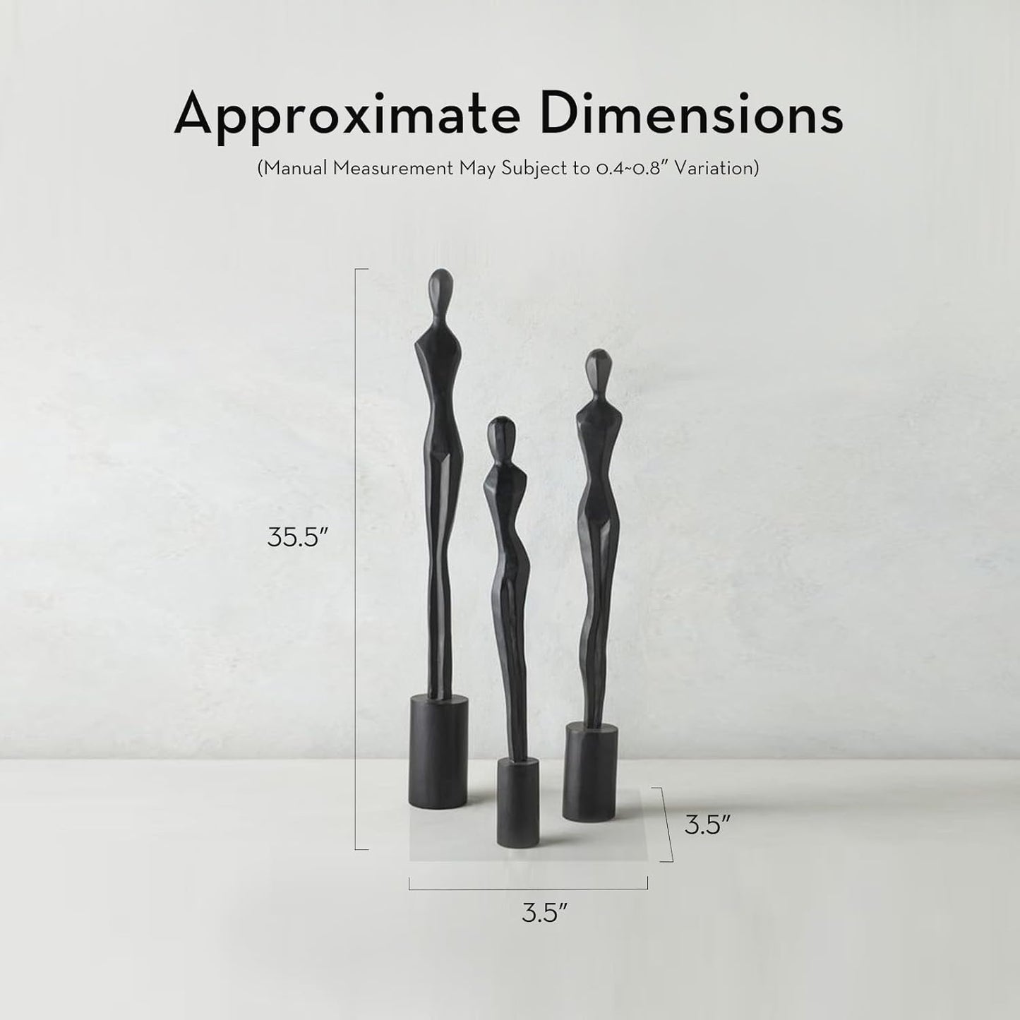 Nikki Chu Female Sculptures, Set of 3, Black