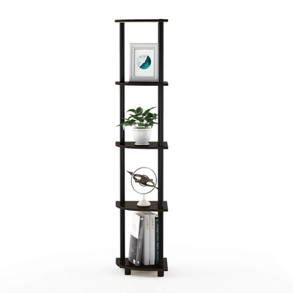 Furinno 5-Tier Corner Shelf, Espresso/Black