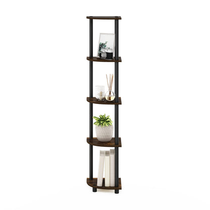 Furinno 5-Tier Corner Shelf, Espresso/Black