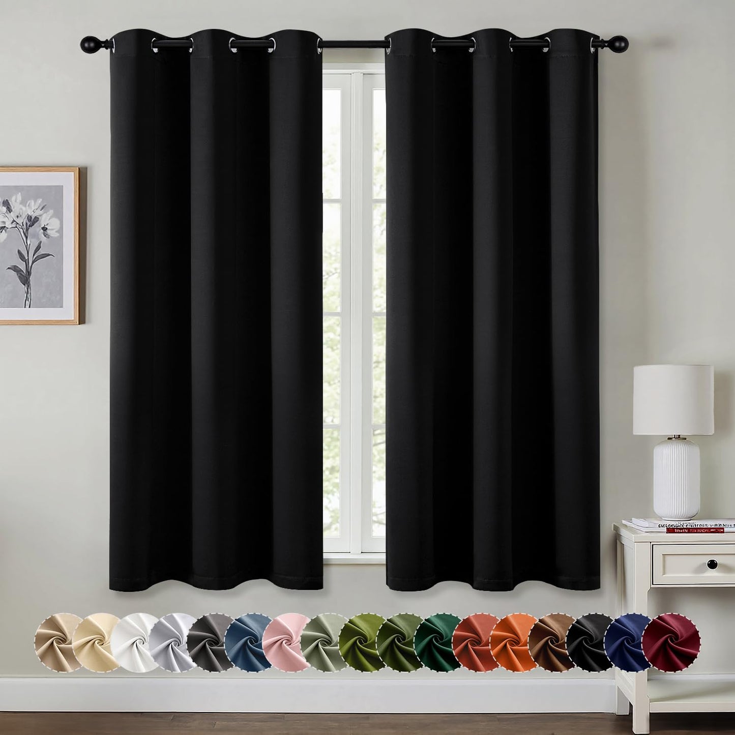 Blackout Curtains – Sage Green, 40"x63", 2 Panels