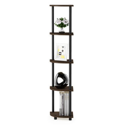 Furinno 5-Tier Corner Shelf, Espresso/Black