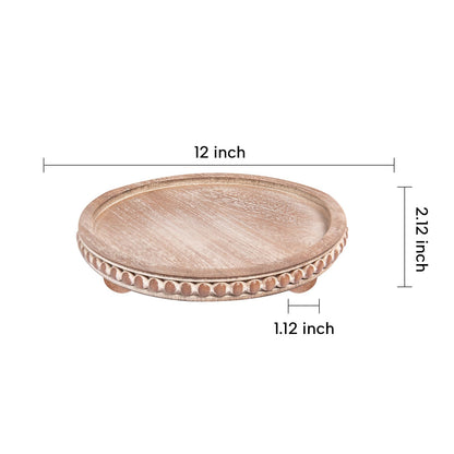 HPC Decor Round White Wood Tray, 12"