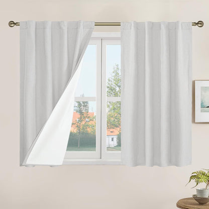 LAMIT Linen Blackout Curtains 60x84" Taupe, 2 Panels