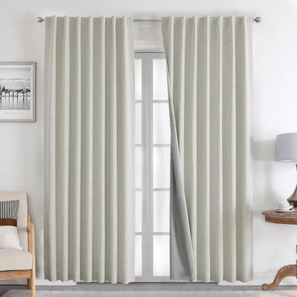 Joydeco Blackout Linen Curtains 84" 2 Panels
