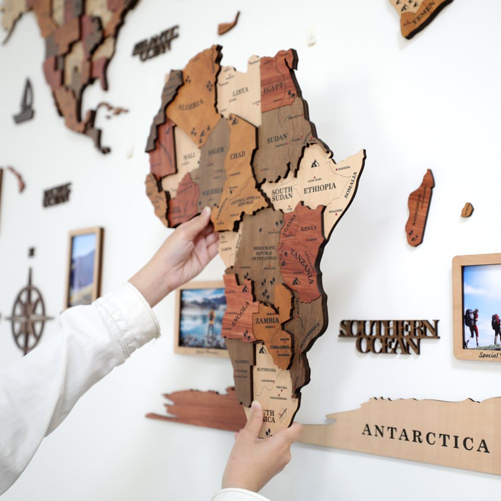 insulvuku 3D Wood World Map Wall Art – XL Brown