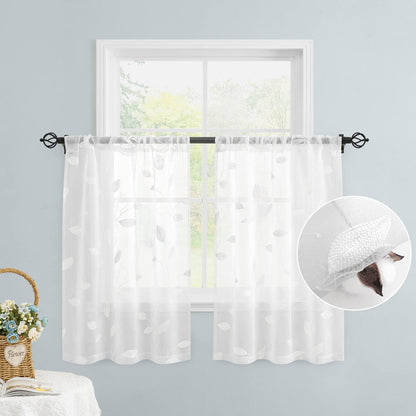 HOMEIDEAS Sheer Curtains 52x63" Green, 2 Panels
