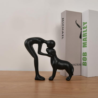 Dog & Man Sculpture, Sandstone