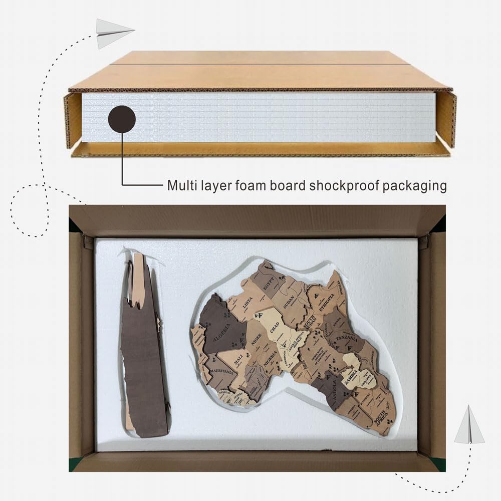 insulvuku 3D Wood World Map Wall Art – XL Brown