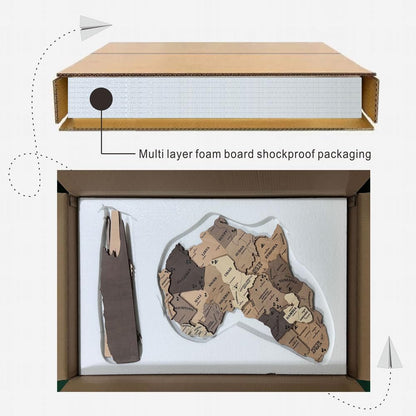 insulvuku 3D Wood World Map Wall Art – XL Brown