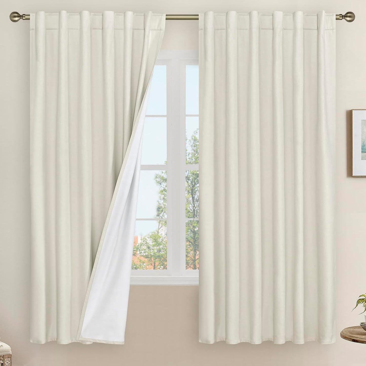 LAMIT Linen Blackout Curtains 60x84" Taupe, 2 Panels