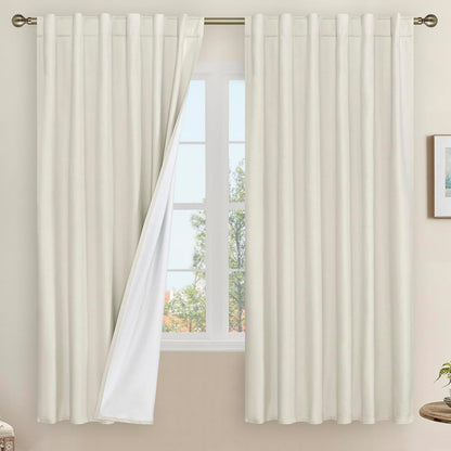 LAMIT Linen Blackout Curtains 60x84" Taupe, 2 Panels