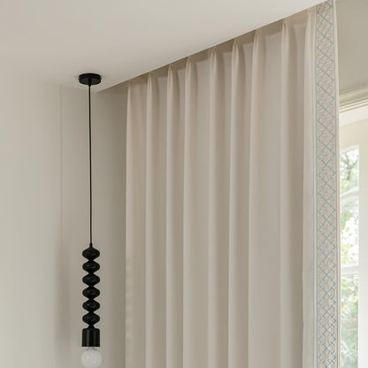 Pinch Pleat Curtains, with Geometric Trim Design