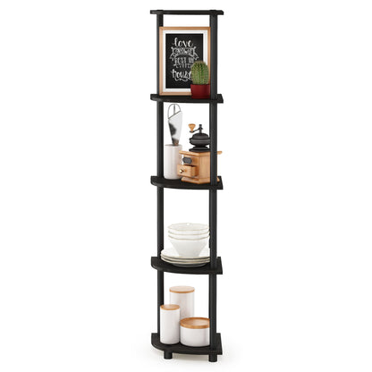 Furinno 5-Tier Corner Shelf, Espresso/Black