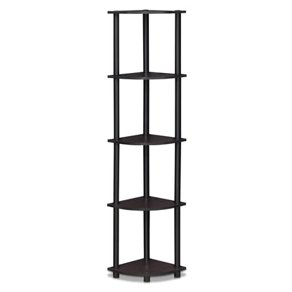 Furinno 5-Tier Corner Shelf, Espresso/Black