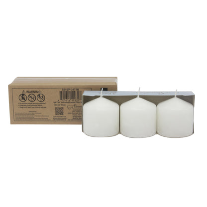 Stonebriar Unscented White Pillar Candles, 6-Pack, 3"x6"