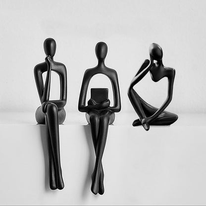 Gold Thinker Statues, Set of 3, Small
