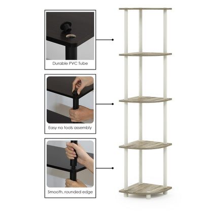 Furinno 5-Tier Corner Shelf, Espresso/Black