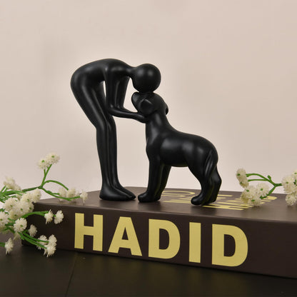 Dog & Man Sculpture, Sandstone
