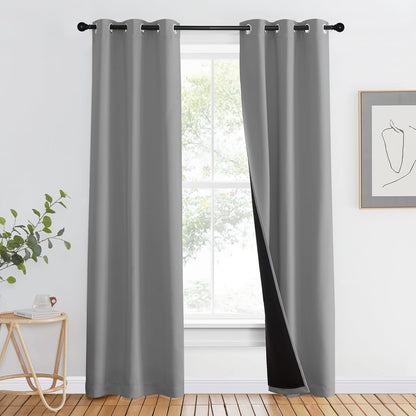 NICETOWN Grey Blackout Curtains 70x108, Set of 2