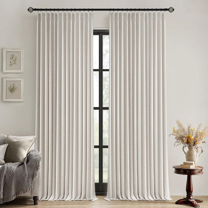 MIULEE Blackout Linen Curtains 96" 2 Panels