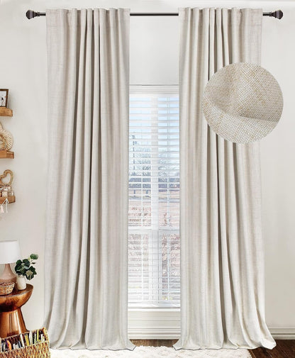 Linen Blackout Curtains 50x120" Moss Green, 2 Panels