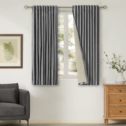 100% Blackout Ivory Off White Velvet Curtains