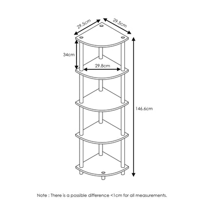 Furinno 5-Tier Corner Shelf, Espresso/Black