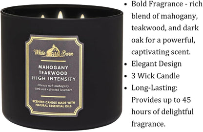 BBW White Barn 3-Wick Candle, Mahogany Teakwood