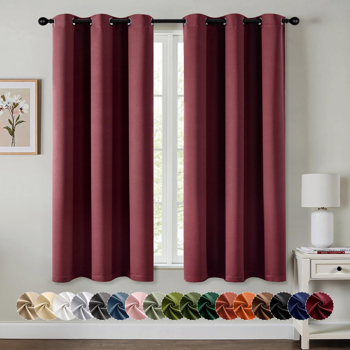 Blackout Curtains – Sage Green, 40"x63", 2 Panels