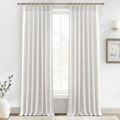 Rustic Linen Curtains, Oatmeal Beige 96" Set of 2
