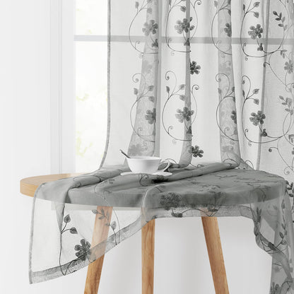 HOMEIDEAS Sheer Curtains 52x63" Green, 2 Panels