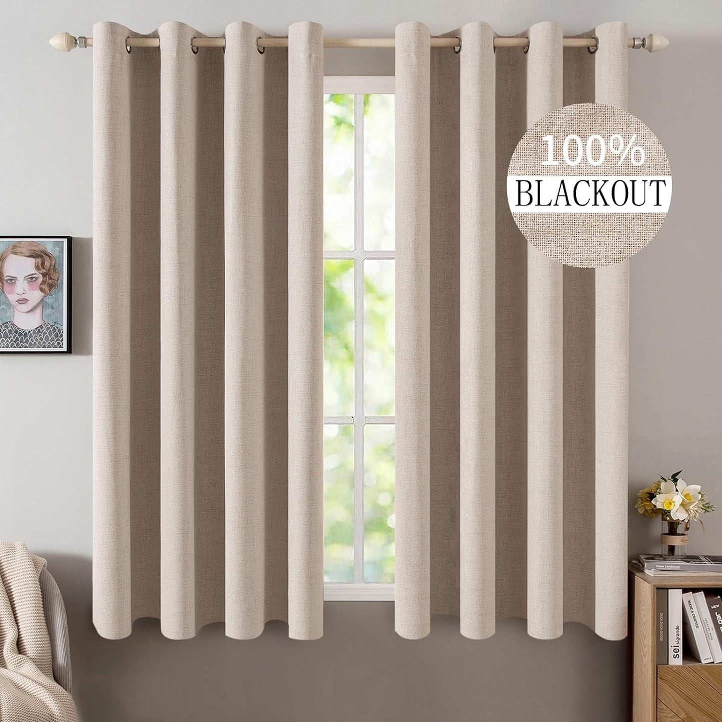 MIULEE Blackout Curtains 52x72, 2 Panels