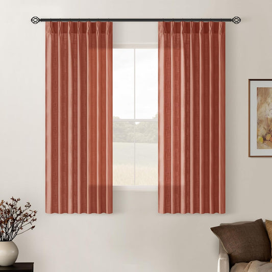 Pinch Pleated Linen Curtains 108" Beige, 2 Panels