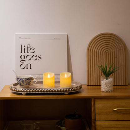 HPC Decor Round White Wood Tray, 12"