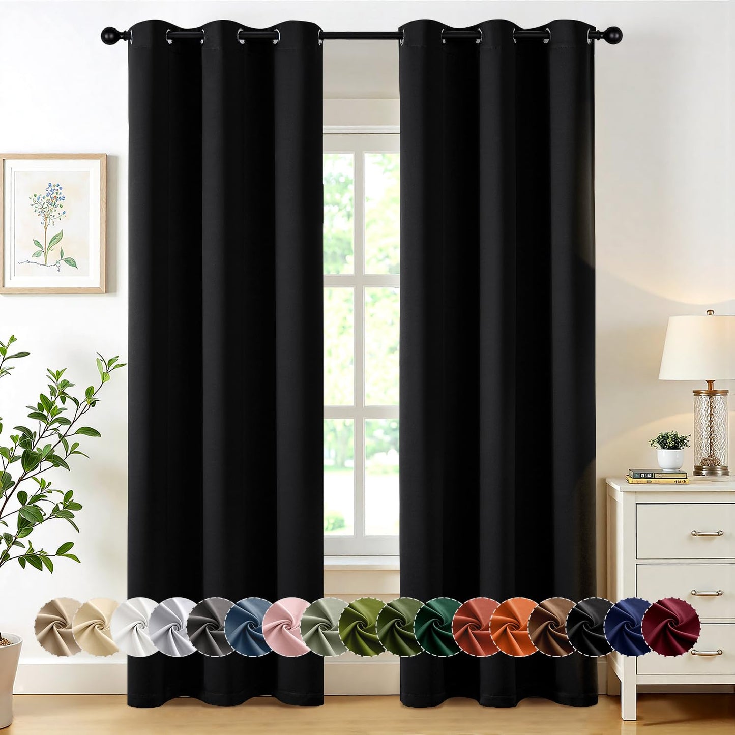 Blackout Curtains – Sage Green, 40"x63", 2 Panels