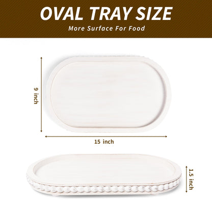 HPC Decor Round White Wood Tray, 12"