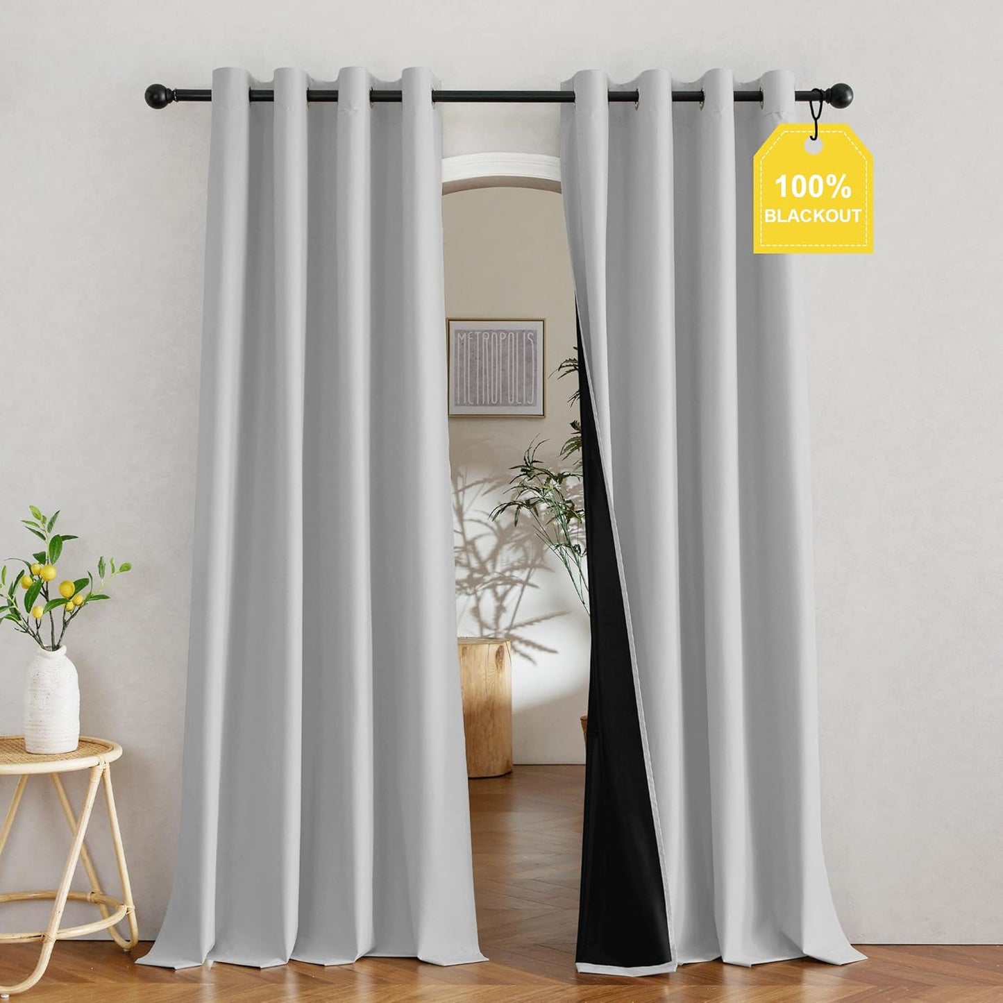 NICETOWN Gray Blackout Curtains for Bedroom
